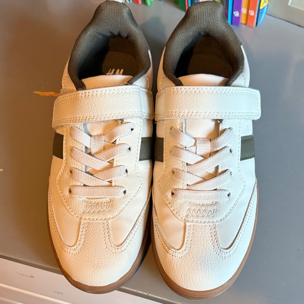 H&M Kids White Sneakers with Black Stripes